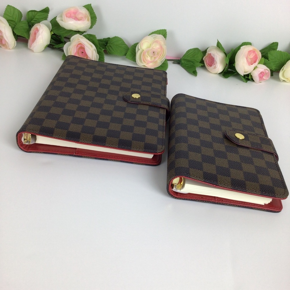 SOLD! A5 A6 Brown Red | Gold-tone 6-Ring Binder | Agenda | Planner 2pc Set - Picture 3 of 12